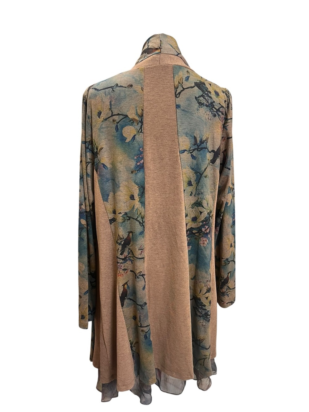 Soft Surroundings Tea Gardens Topper Floral Bird Mesh Open Cardigan XL - Picture 6 of 12